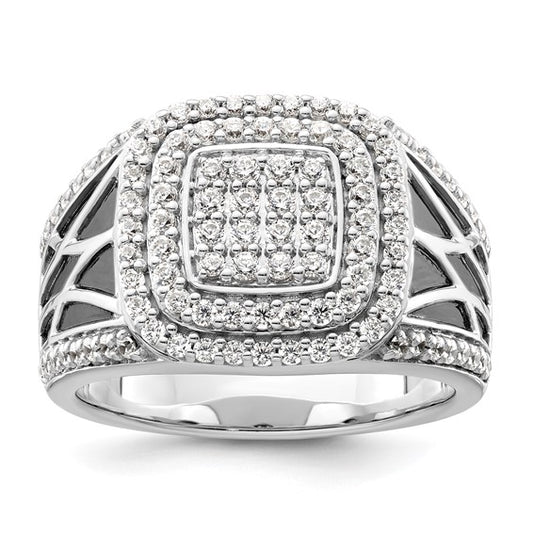 14K White Gold Lab Grown Diamond Side Design Men's Ring