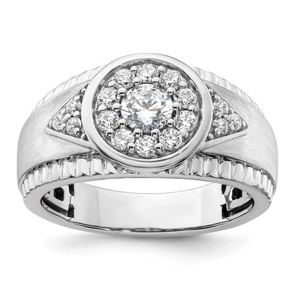 14K White Gold Lab Grown Diamond Cluster Men's Ring