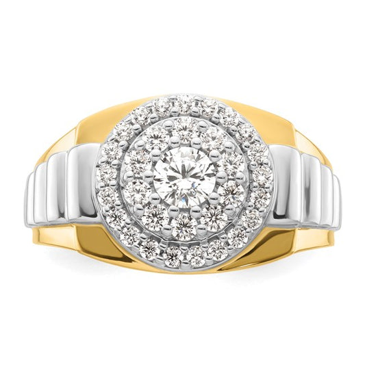 14K Two-Tone Lab Grown Diamond Cluster Men's Ring
