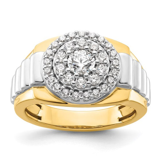14K Two-Tone Lab Grown Diamond Cluster Men's Ring