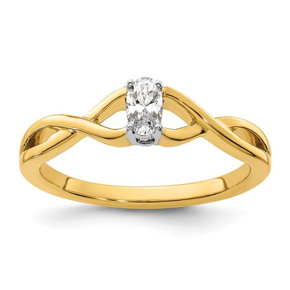 14k Two-tone Oval Complete Diamond Promise/Engagement Ring