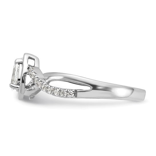 14k White Gold Pear Ctr Diamond Complete Promise/Engagement Ring