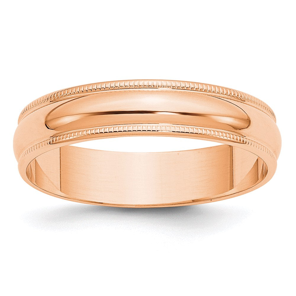 14k Rose Gold 5mm LTW Milgrain Half Round Band Size 9