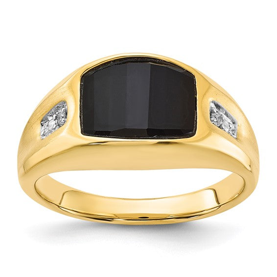 10K Gold Polished 1-10X8 Oxyn and 2-.015 Diamond Ring