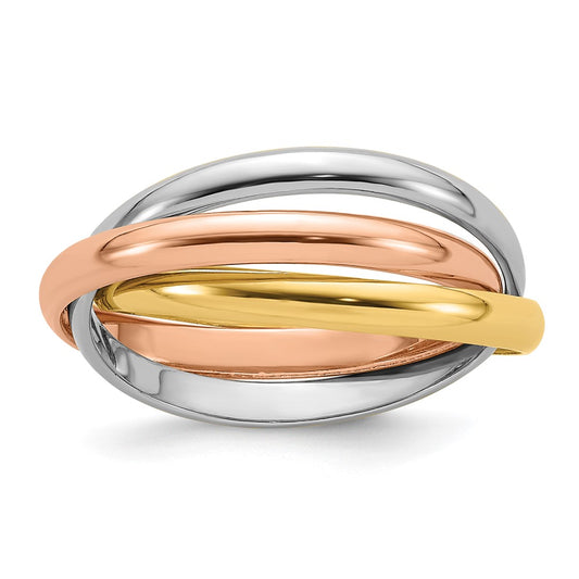 14k Tri-color Polished Rolling Ring