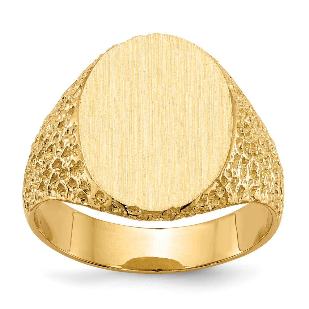 14k 13.0x17.0mm Closed Back Mens Signet Ring