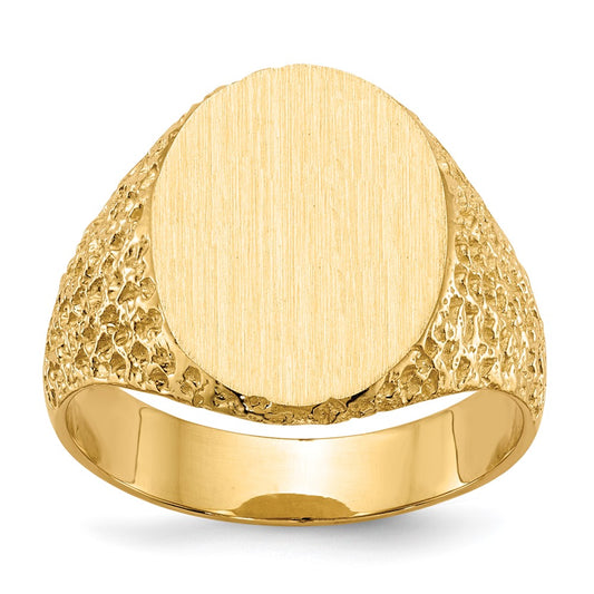 14k 13.0x17.0mm Closed Back Mens Signet Ring