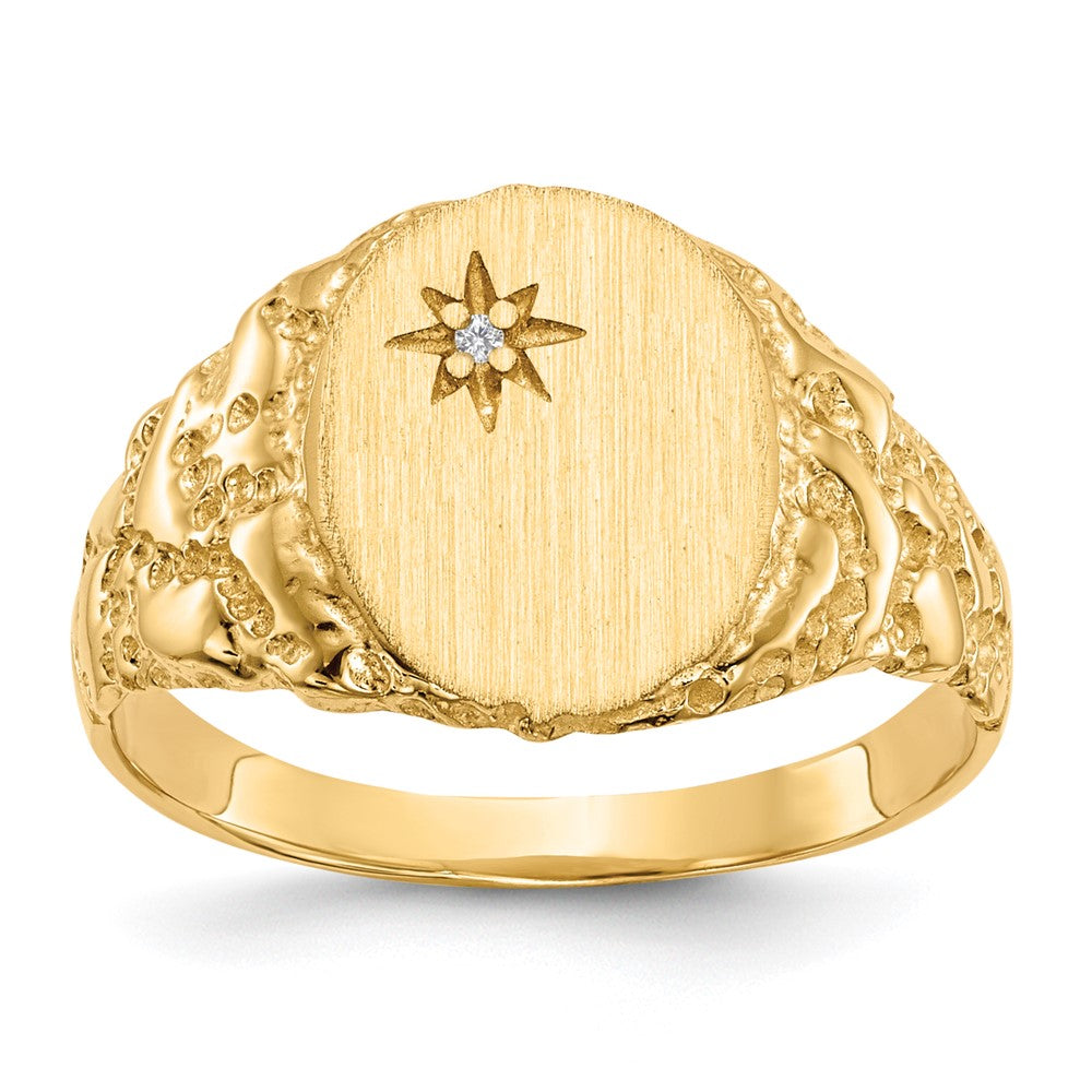 14k 9.0x11.0mm Closed Back AAA Diamond Signet Ring