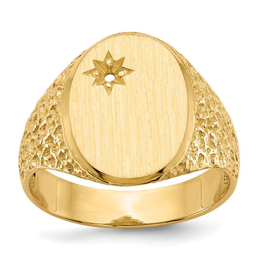 14k 12.0x16.0mm Open Back Diamond Mens Signet Ring Mounting