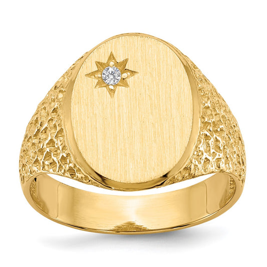 14k 12.0x16.0mm Open Back A Diamond Mens Signet Ring