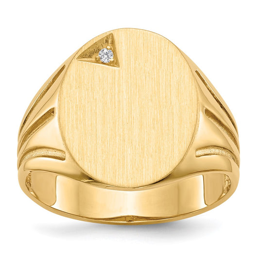 14k 14.0x16.0mm Open Back VS Diamond Mens Signet Ring