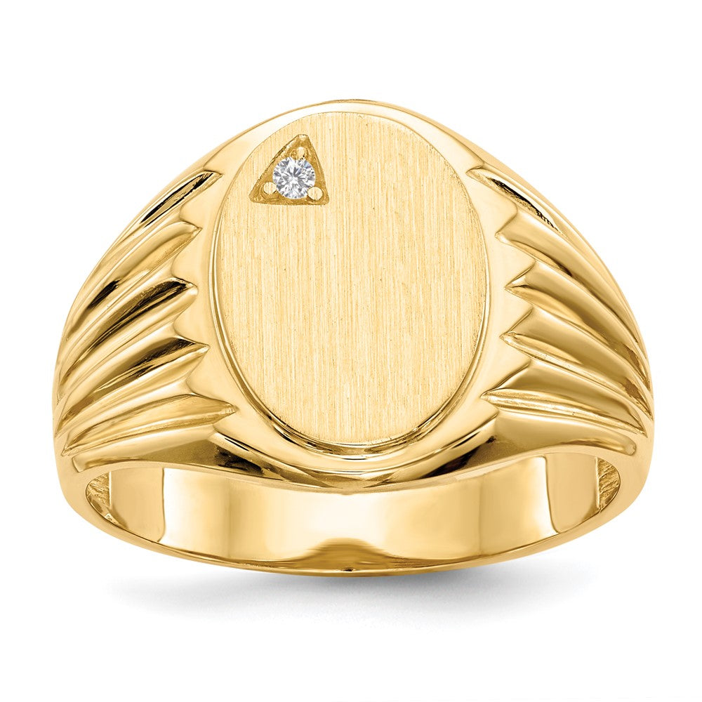 14k 10.0x13.5mm Open Back VS Diamond Mens Signet Ring