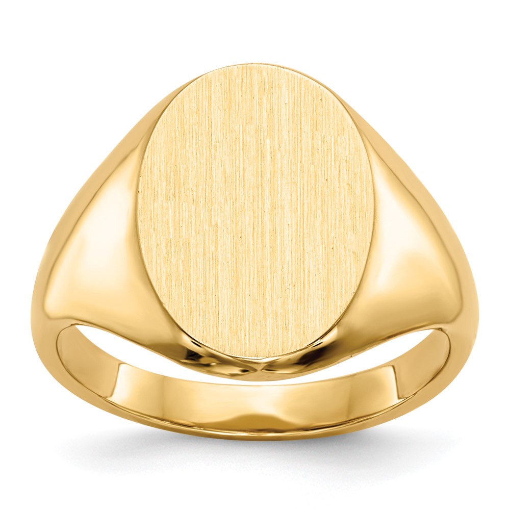 14k White Gold 9.5x12.5mm Closed Back Signet Ring