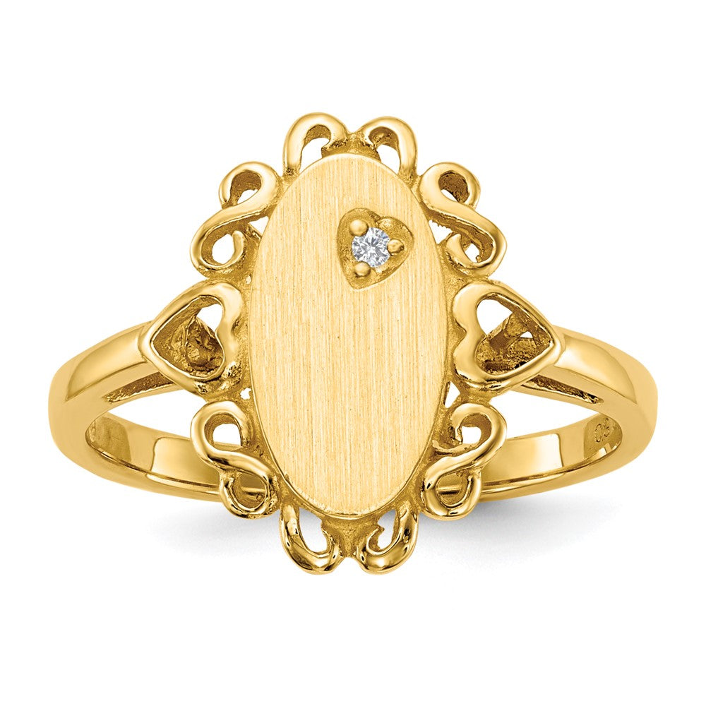 14k 6.0x11.5mm Open Back AAA Diamond Signet Ring