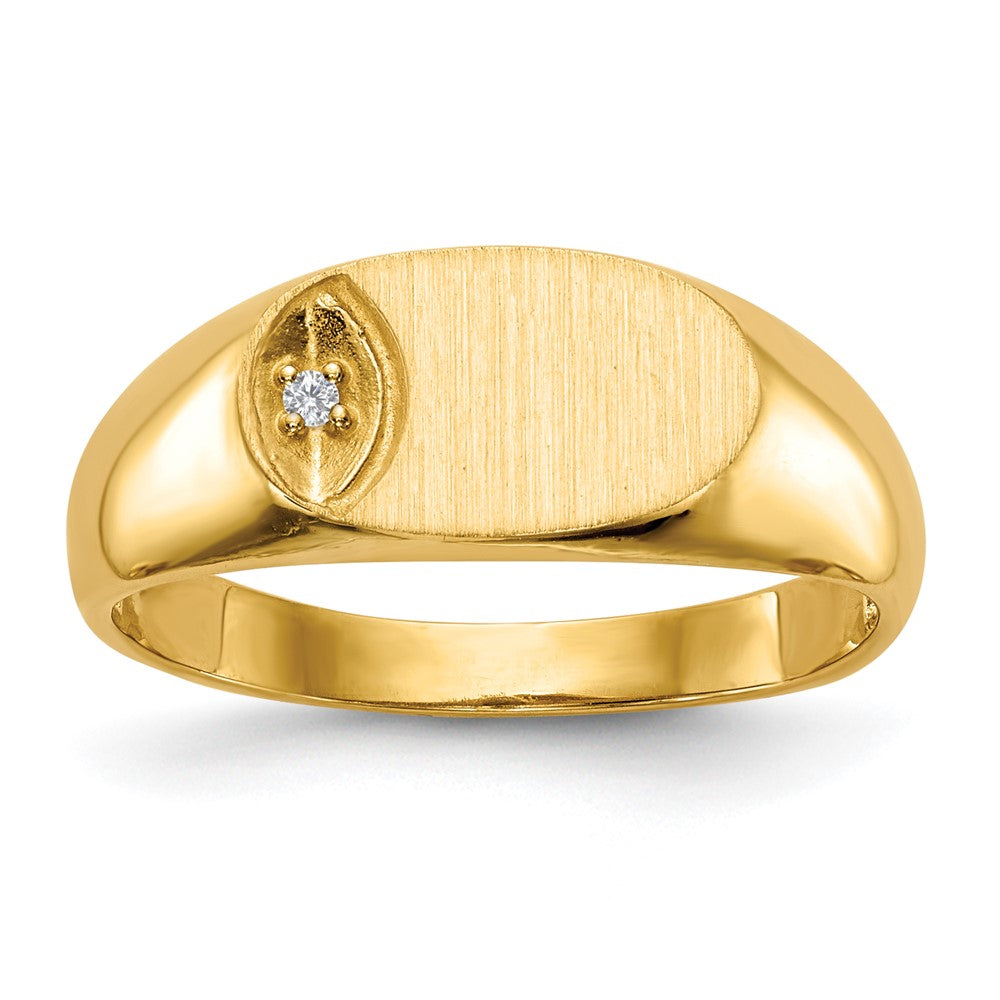 14k 11.0x6.5mm AAA Diamond Open Back Signet Ring