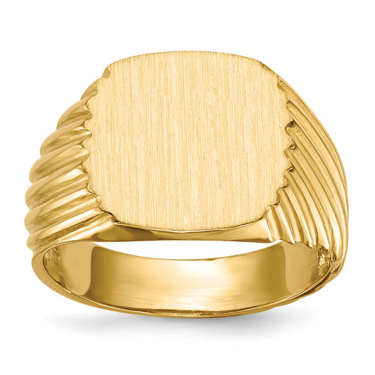 14kw 13.5x13.5 Open Back Mens Signet Ring