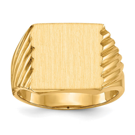 14k 13.0x13.0mm Closed Back Mens Signet Ring