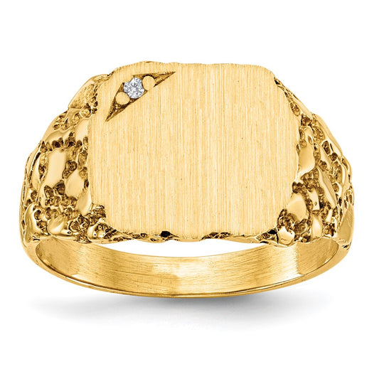 14k 11.5x10.0mm AAA Diamond Closed Back Signet Ring