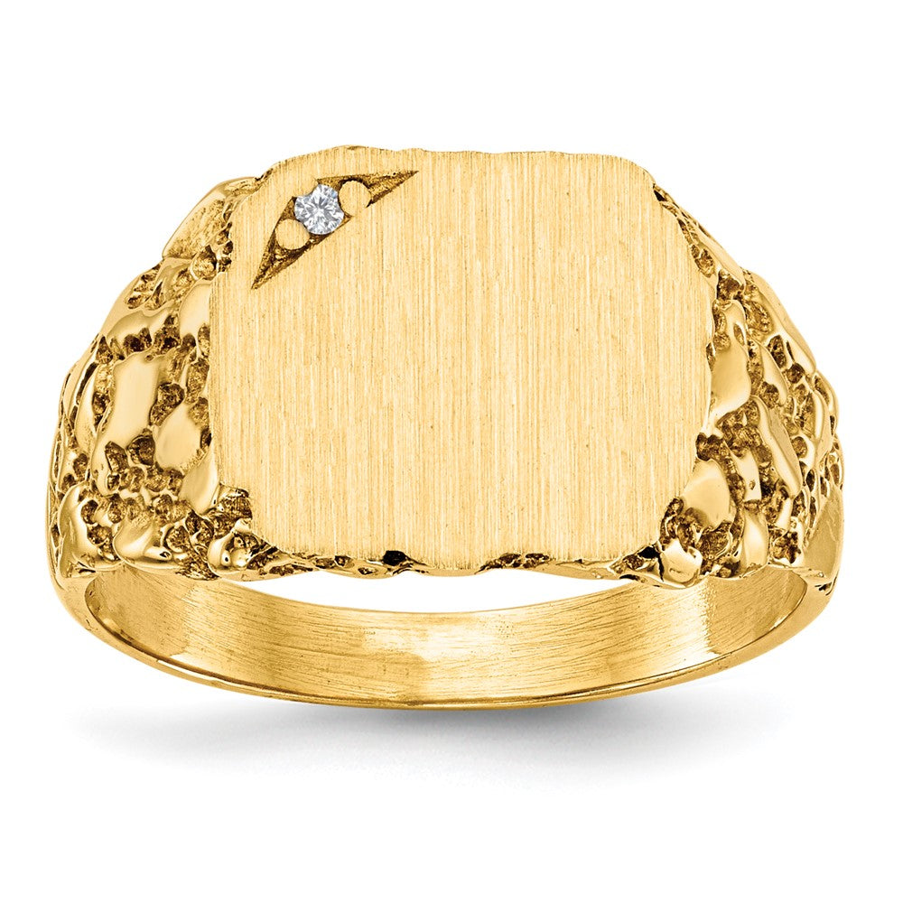 14k 11.5x10.0mm VS Diamond Closed Back Signet Ring