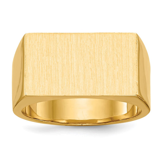 14kw 18.0x10.5mm Closed Back Mens Signet Ring