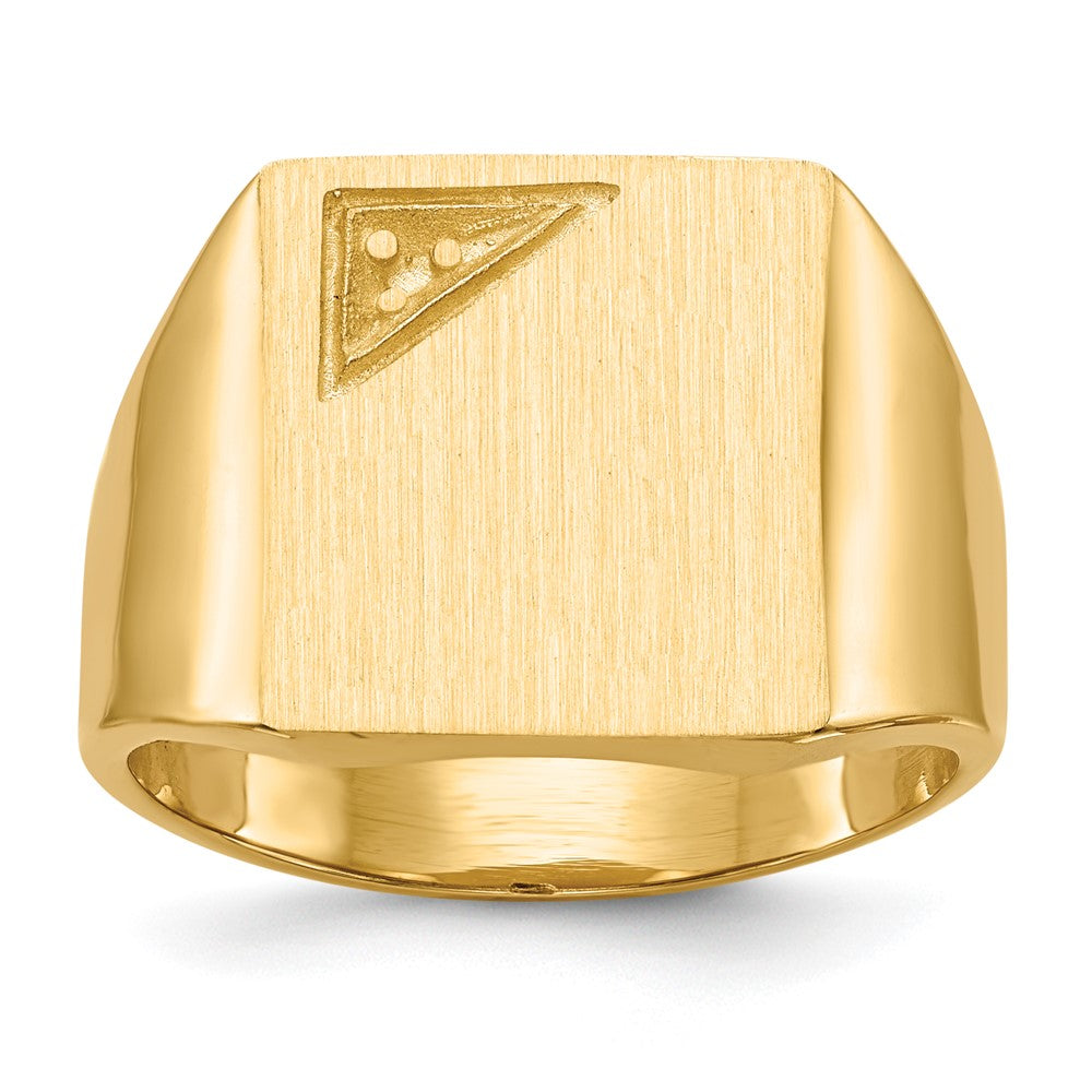 14k 13.0x14.0mm Closed Back Diamond Mens Signet Ring Mounting