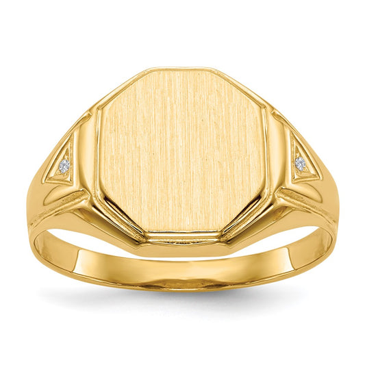 14k 11.5x12.5mm Open Back AAA Diamond Mens Signet Ring