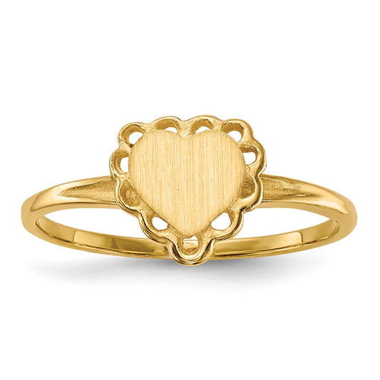 10k 6.5x6.0mm Open Back Heart Signet Ring
