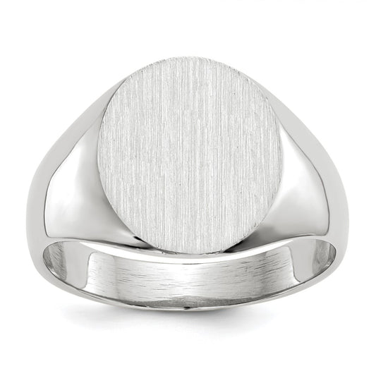 14k White Gold 12.0x12.5mm Closed Back Signet Ring