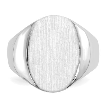 14k White Gold 17.5x14.0mm Closed Back Men's Signet Ring