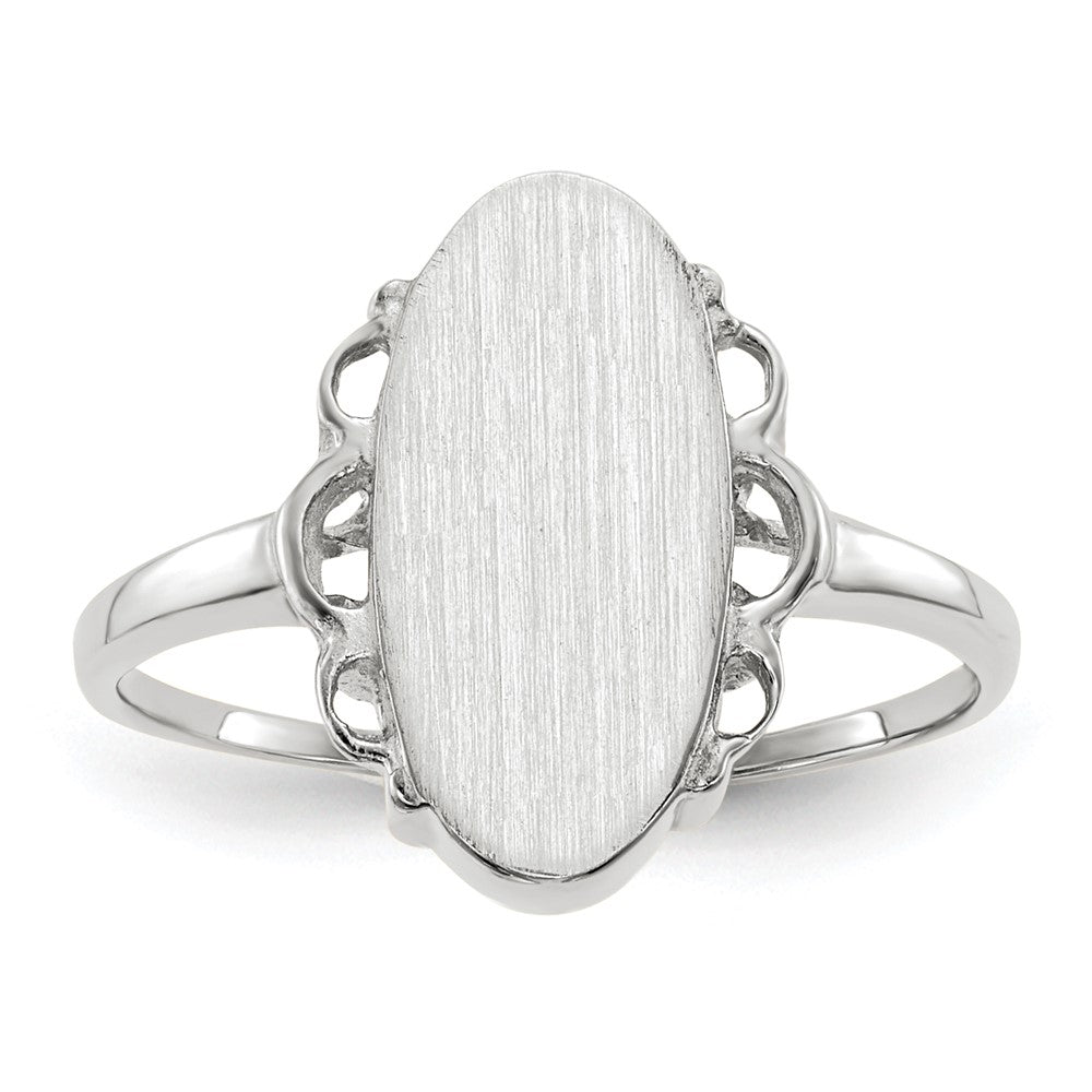 14k White Gold 7.0x14.5mm Open Back Signet Ring