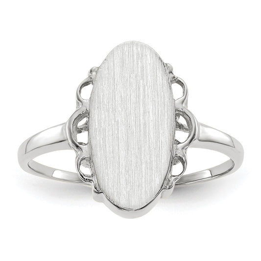 14k White Gold 7.0x14.5mm Open Back Signet Ring