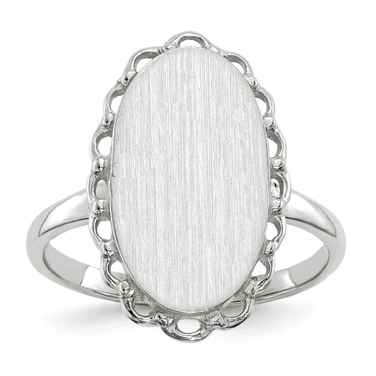 14k White Gold 10.5x14.0mm Open Back Signet Ring