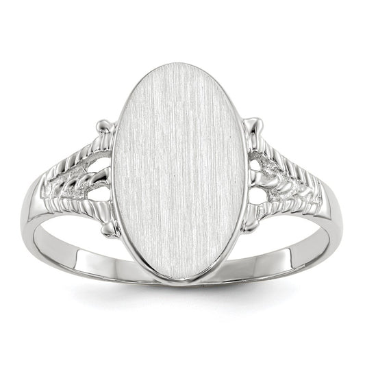 14k White Gold 8.5x13.5mm Closed Back Signet Ring
