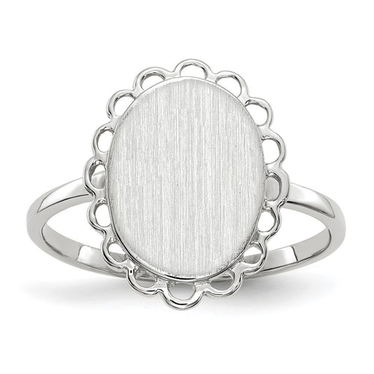 14k White Gold 9.0x11.5mm Open Back Signet Ring