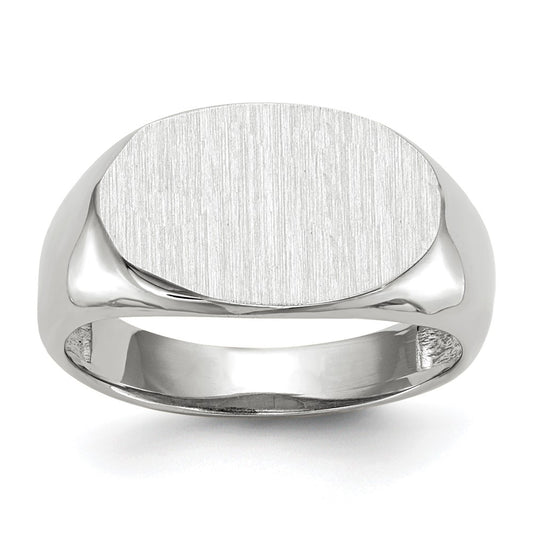 14k White Gold 15.0x9.5mm Open Back Signet Ring