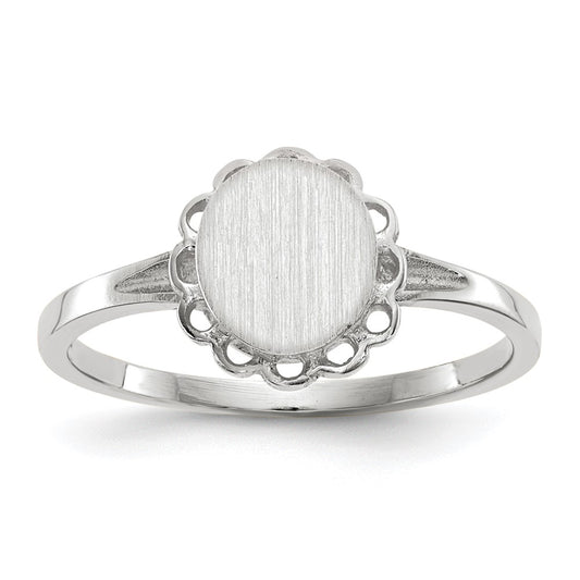 14k White Gold 6.5x7.0mm Open Back Signet Ring