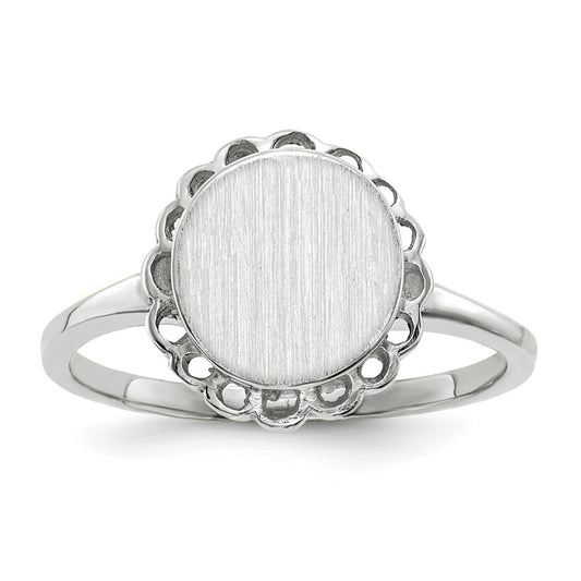 14k White Gold 8.5x9.0mm Open Back Signet Ring