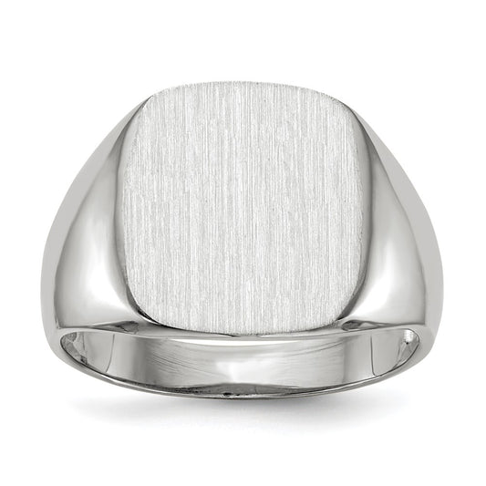 14k White Gold 13.5mm x14.5mm Open Back Men's Signet Ring