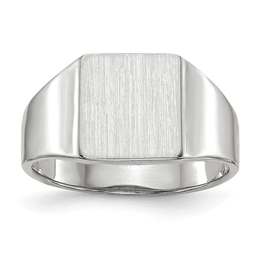 14k White Gold 8.5x9.5mm Closed Back Signet Ring