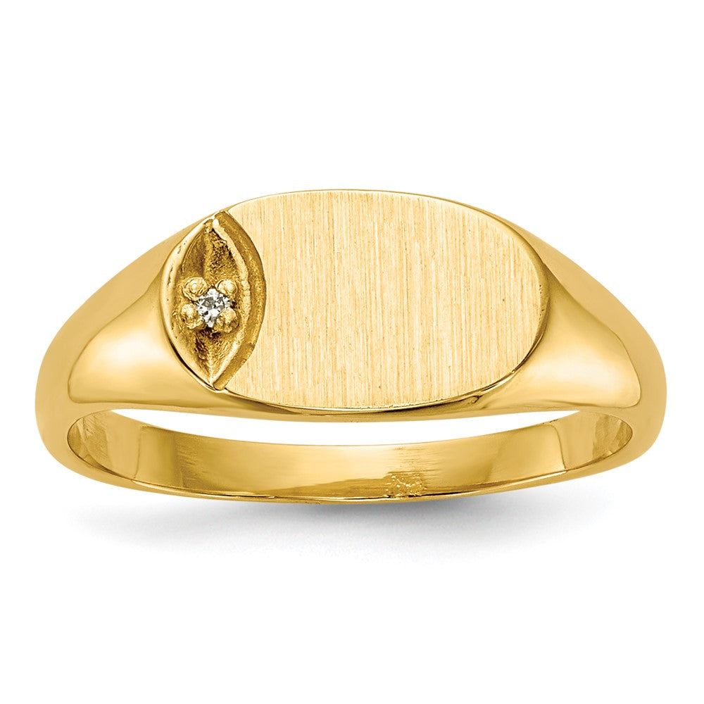 14k Child's VS Diamond Closed Back Signet Ring