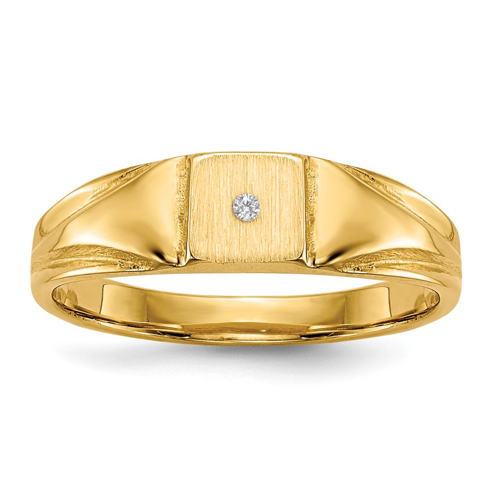 14k Child's A Diamond Closed Back Signet Ring