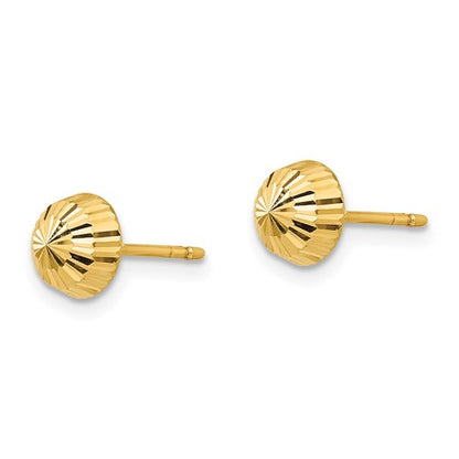 14k Madi K Polished and D/C Swirl 5mm Button Post Earrings