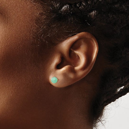 14k Madi K 5mm Green Natural Stone Post Earrings