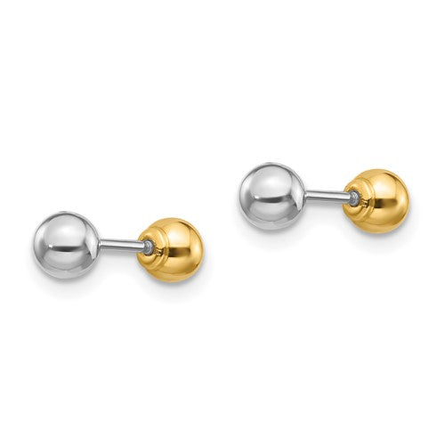 14k Two-tone Madi K Reversible 4mm Ball Earrings