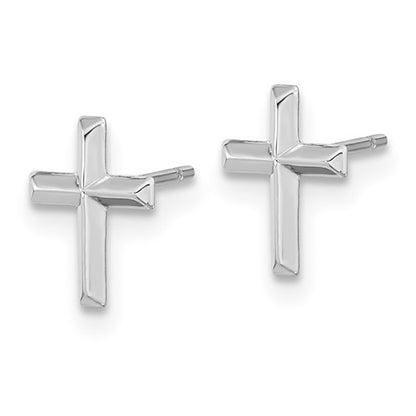 14k Madi K White Gold Polished Cross Post Earrings