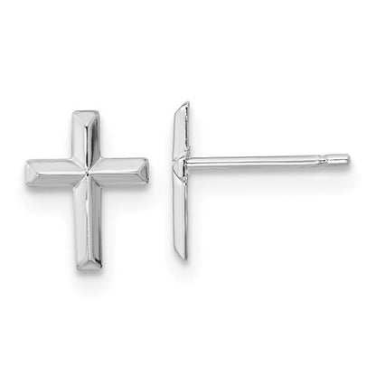 14k Madi K White Gold Polished Cross Post Earrings