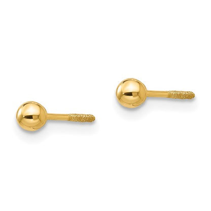 14k Madi K Polished 3mm Ball Screwback Earrings