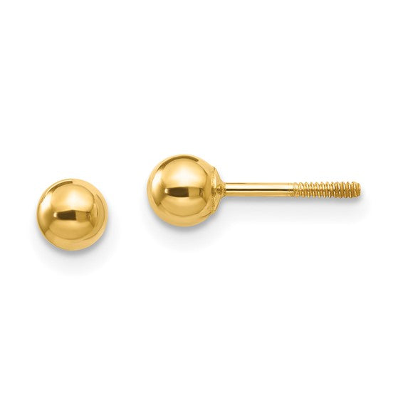 14k Madi K Polished 4mm Ball Screwback Earrings