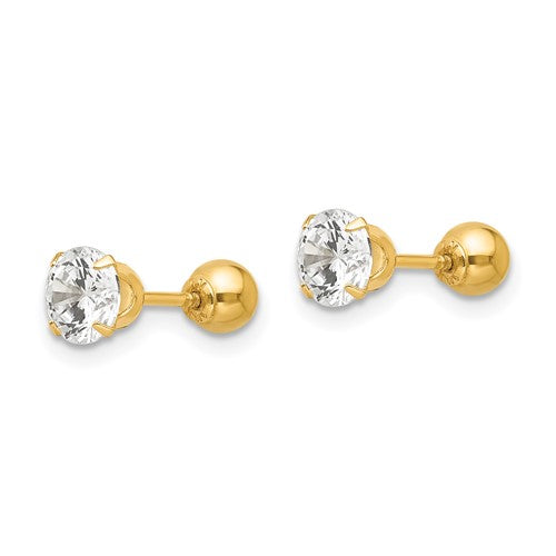 14k Madi K Polished Reversible 5mm CZ and Ball Earrings