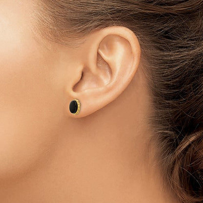 14k Madi K Bezel Onyx Earrings